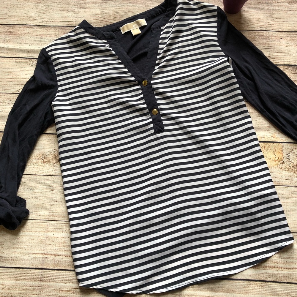 Michael Michael Kors navy striped blouse small